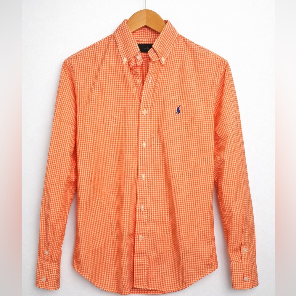 Polo Ralph Lauren Orange Gingham Button-Down Shirt Men’s Medium |Classic Fit
